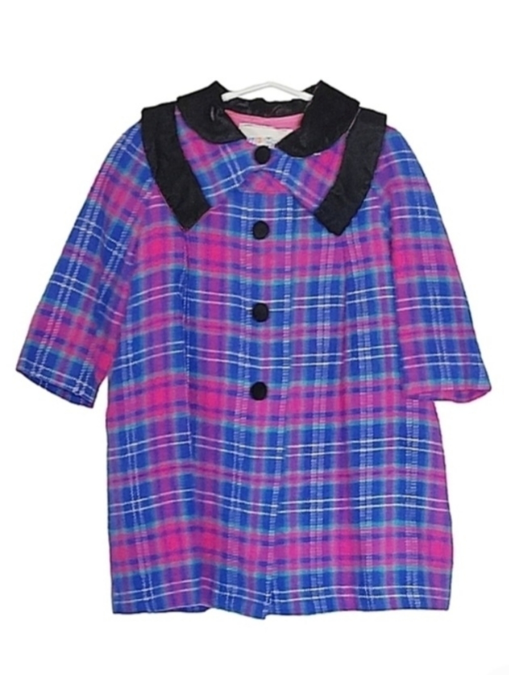 Pop Star Girls Wool Blend Coat Blue Pink Size 1-2 Vintage